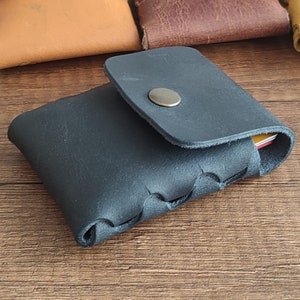 Porta carte in pelle minimalista - Portafoglio leggero premium fatto a mano di alta qualità con mini porta carte / accessorio regalo per lui