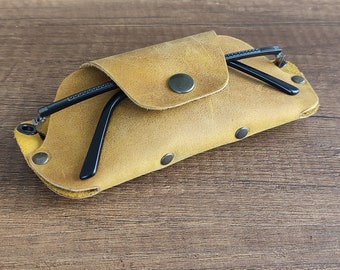 Estuche de cuero artesanal para gafas de sol - Soporte personalizado para gafas - Funda protectora para gafas - Estuche de cuero para gafas - Funda personalizada para gafas