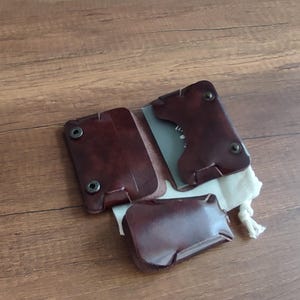 Minimalistische Shell Cordovan-Effekt-Leder-Brieftasche - Stitchless Echtleder Fronttasche Brieftasche - Handgemachte Lederbrieftasche - Kostenloser Schlüsselanhänger