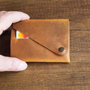 Cartera de cuero con precio sorpresa, minimalista, de color canela, ligera y de alta calidad, hecha a mano, con ideas de regalo para papá y novio