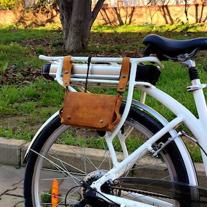 Handcrafted Crazy Horse Leather Bicycle Bag: Minimalist Cycling Tool Bag