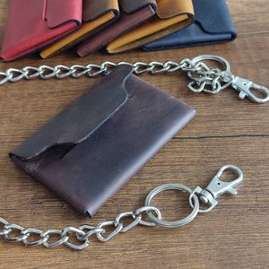 Porta carte minimalista in pelle marrone - Portafoglio leggero premium fatto a mano di alta qualità con mini porta carte / Accessorio regalo per lui