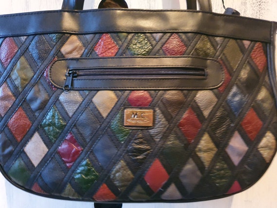 Real leather patchwork bag (A4) - image 1
