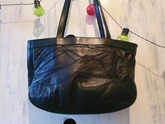 Real leather patchwork bag (A4) - image 5