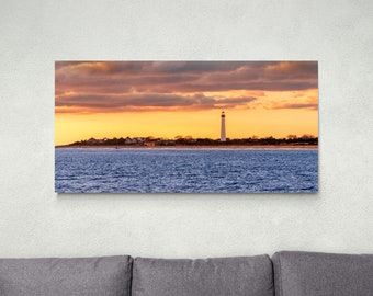 Brilliant Cape May Lighthouse at Sunrise Photo - Canvas Print - Jersey Shore Decor