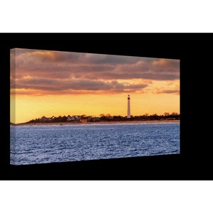 Brilliant Cape May Lighthouse at Sunrise Photo Canvas Print Jersey Shore Decor 12 x 24 inches