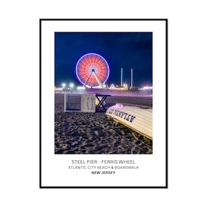 Atlantic City Ferris Wheel Poster - Jersey Shore Beach Boardwalk Poster - At Steel Pier