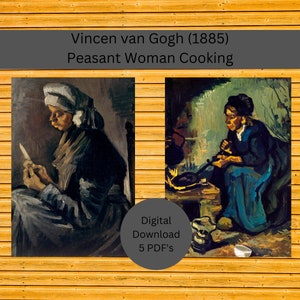 Peasant Woman Cooking by a Fireplace (1885) Vincent van Gogh, Printable Wall Art.