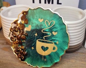 Coffee Lover, Coffee Coaster, Coffee Gifts, Coffee Beans, Handmade, Gifts, Unique Gifts, Coffee Bar, Resin Coaster