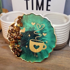 Coffee Lover, Coffee Coaster, Coffee Gifts, Coffee Beans, Handmade, Gifts, Unique Gifts, Coffee Bar, Resin Coaster