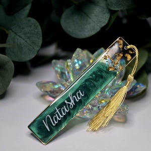Bookmark, Elegant Bookmark, Emerald green and gold, Book accessories, Personalized Bookmarks