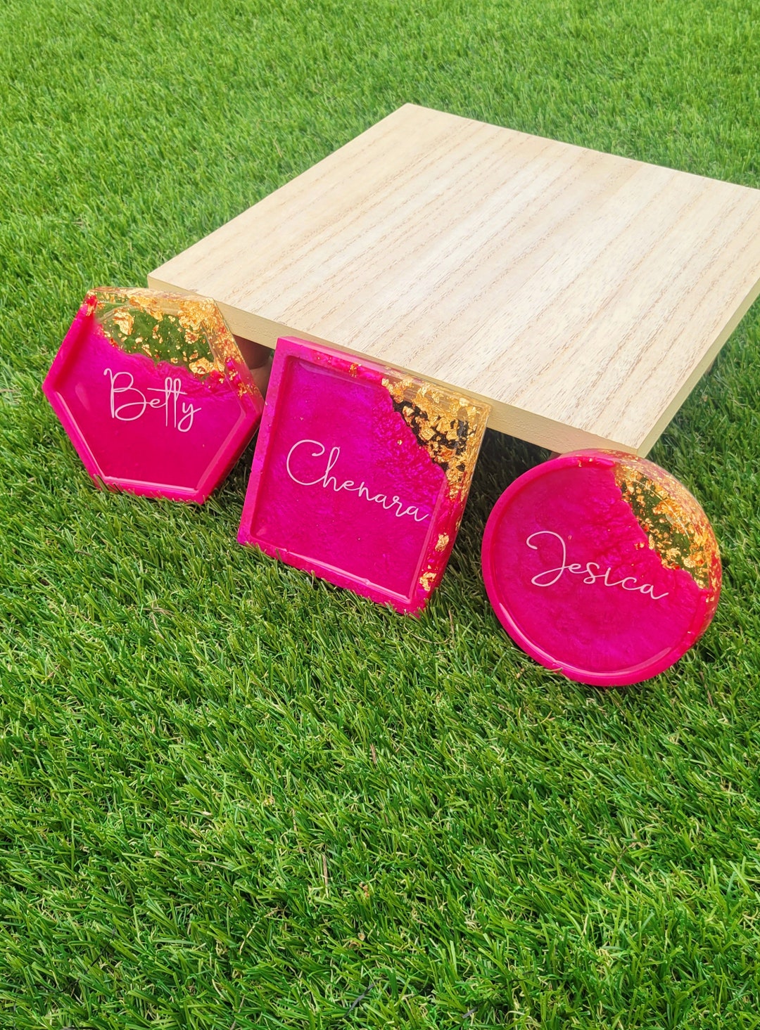 Hot Pink Coasters, Mother's Day Gifts, Resin Coasters, Pink Gifts ...