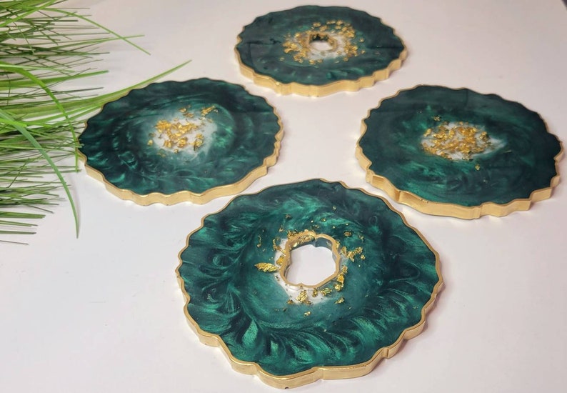 Coasters Dark Emerald Green Coasters Wedding Emerald Green Etsy