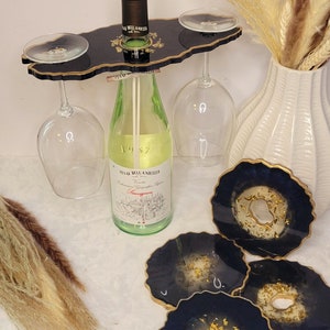 Coasters, Dark blue and gold, Gifts for housewarming, Gift for Bridal Shower, Home decorations, Resin Coasters, Epoxy Set
