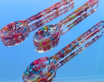 Spoons, Resin Spoons with sprinkles, Toy for kids, Ice Cream Spoons, Sundae spoons, Sundae Bar, Spoons for kids, Goodie gifts, Decor
