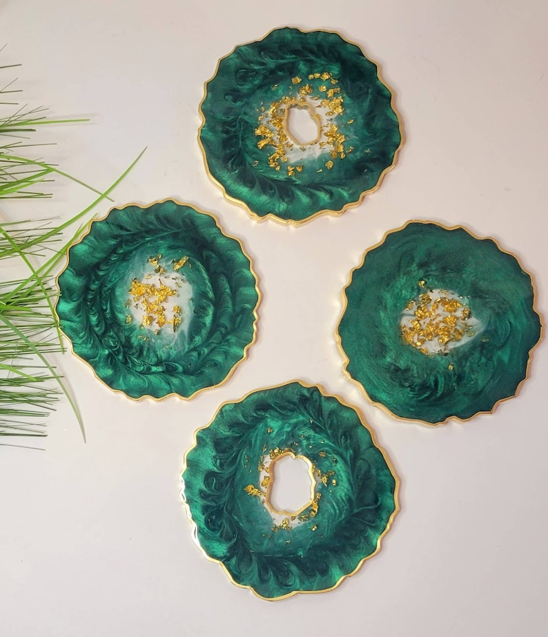 Coasters Dark Emerald Green Coasters Wedding Emerald Green Etsy