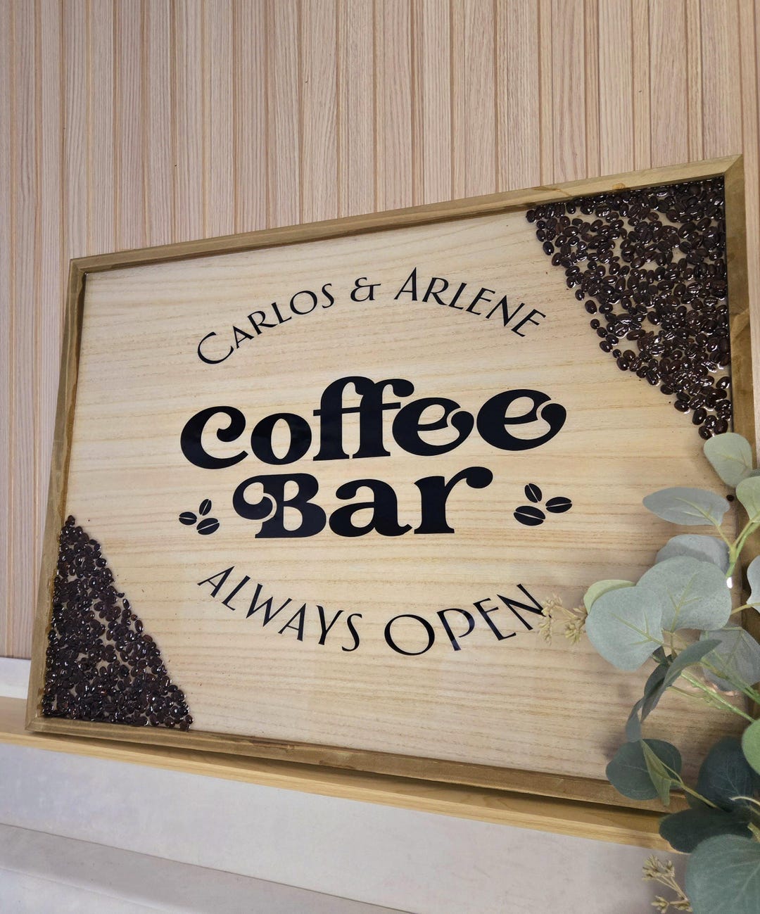 Coffee Sign With Frame, Personalized, Coffee Shop Sign, Coffee Bar Sign ...