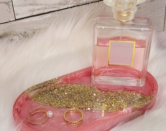 Pink tray, Tray, Jewelry storage, Pink and gold, Birthday Gifts, Pink decor