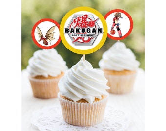 DIGITAL Bakugan Cupcake topper | Anime | Party printables 001