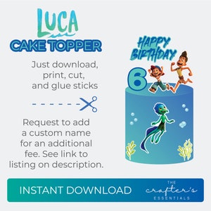 Luca Happy Birthday cake topper DIGITAL | PDF file |  Party printable P002