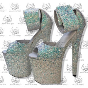 Sparkly Glitter Ankle Strap Dance Heels