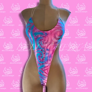 Extreme Bare Back One-piece Swimsuit, G-string T-String bottom, exotic dancewear
