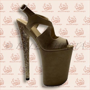 Gold Glitter Heel Pump Shoes