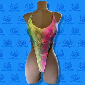 Handgemaakte ultraminimale string/T-string monokini uit één stuk – feestjes alleen voor volwassenen, exotische danskleding, festivals en halloween, slangenprint