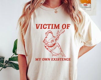 Victim Of My Own Existence, Cottage Core Frog, Frog Drawing, Sad Frog T Shirt, Depression T Shirt, Unisex T Shirt