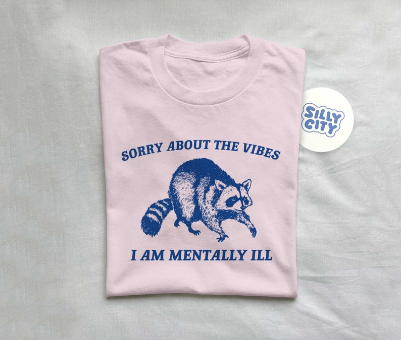 Sorry About The Vibes, Raccoon T Shirt, Weird T Shirt, Meme T Shirt, Trash Panda T Shirt, Unisex zdjęcie 2