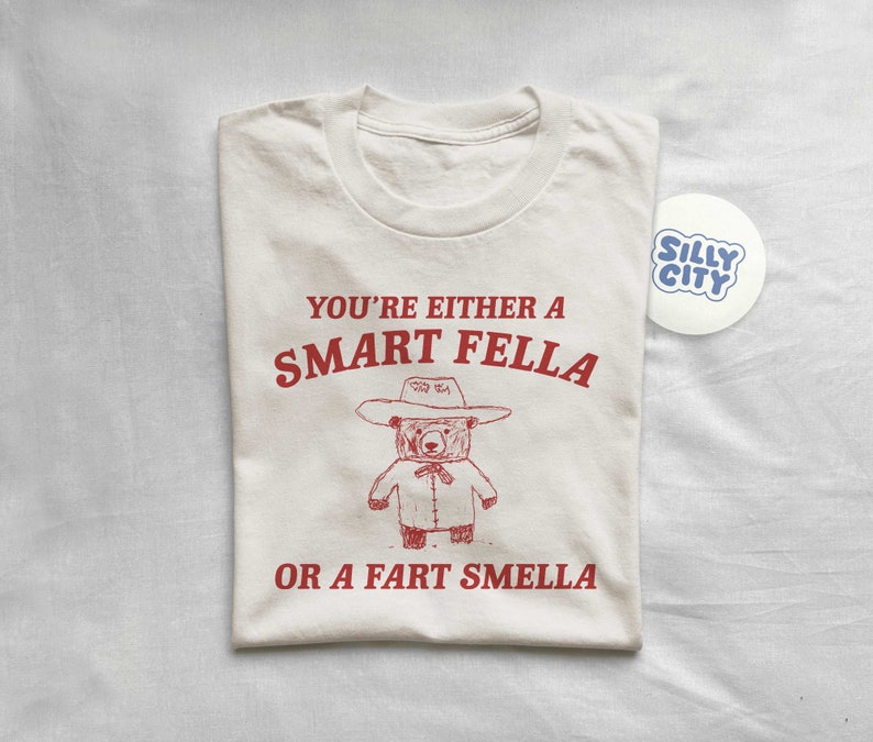 Are You A Smart Fella Or Fart Smella Retro Cartoon T Shirt, Weird T Shirt, Meme T Shirt, Trash Panda T Shirt, Unisex zdjęcie 1