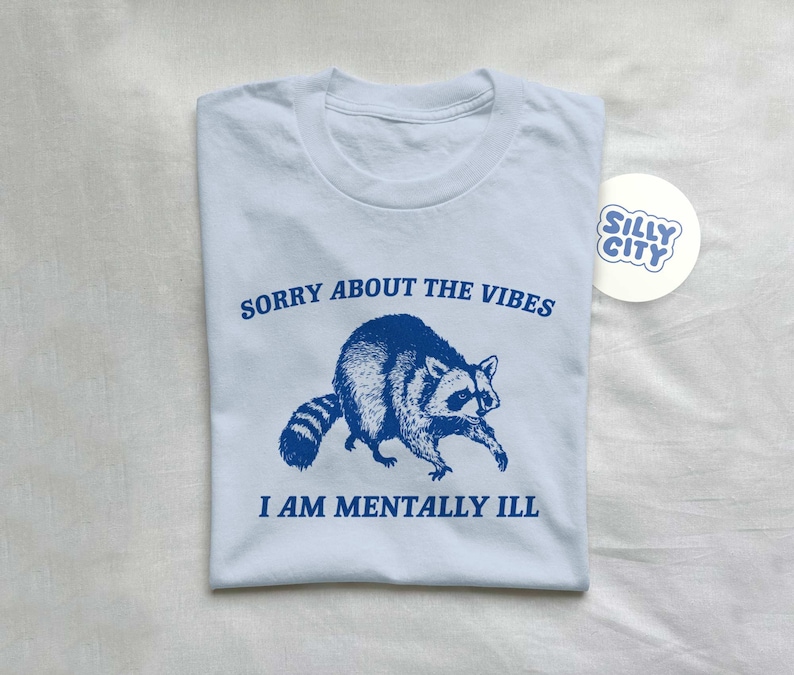 Sorry About The Vibes, Raccoon T Shirt, Weird T Shirt, Meme T Shirt, Trash Panda T Shirt, Unisex zdjęcie 4