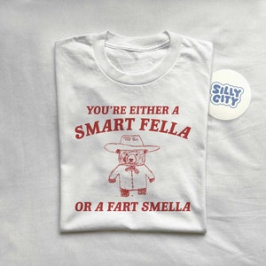 Are You A Smart Fella Or Fart Smella Retro Cartoon T Shirt, Weird T Shirt, Meme T Shirt, Trash Panda T Shirt, Unisex zdjęcie 2