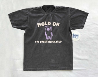 Hold On I'm Overstimulated - Unisex T Shirt, Trendy T Shirt, Aesthetic Graphic Tee, Funny T sHIRT