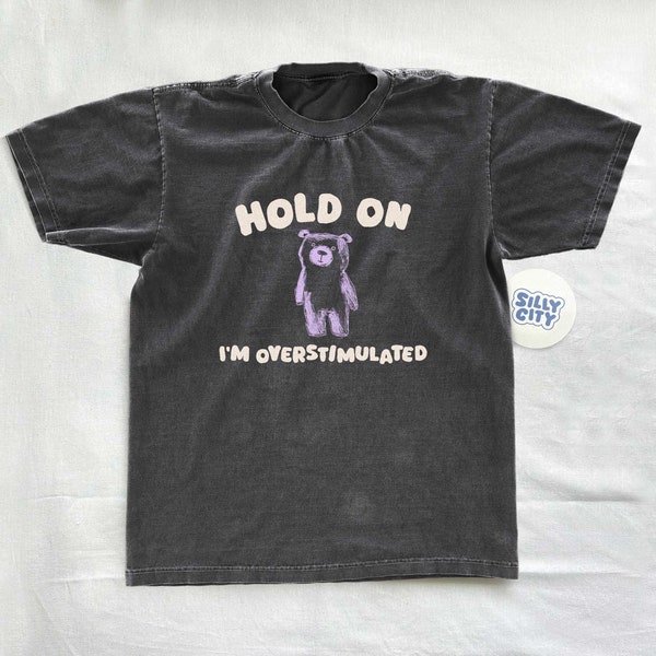 Hold On I'm Overstimulated - Unisex T Shirt, Trendy T Shirt, Aesthetic Graphic Tee, Funny T sHIRT