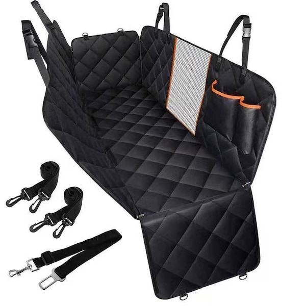 Dog Car Seat Cover Mesh Waterproof Rear Seat Mat Protector Hammock With Zipper And Pockets