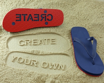 Create your own Flip Flops with sand imprint - Many colors to choose from