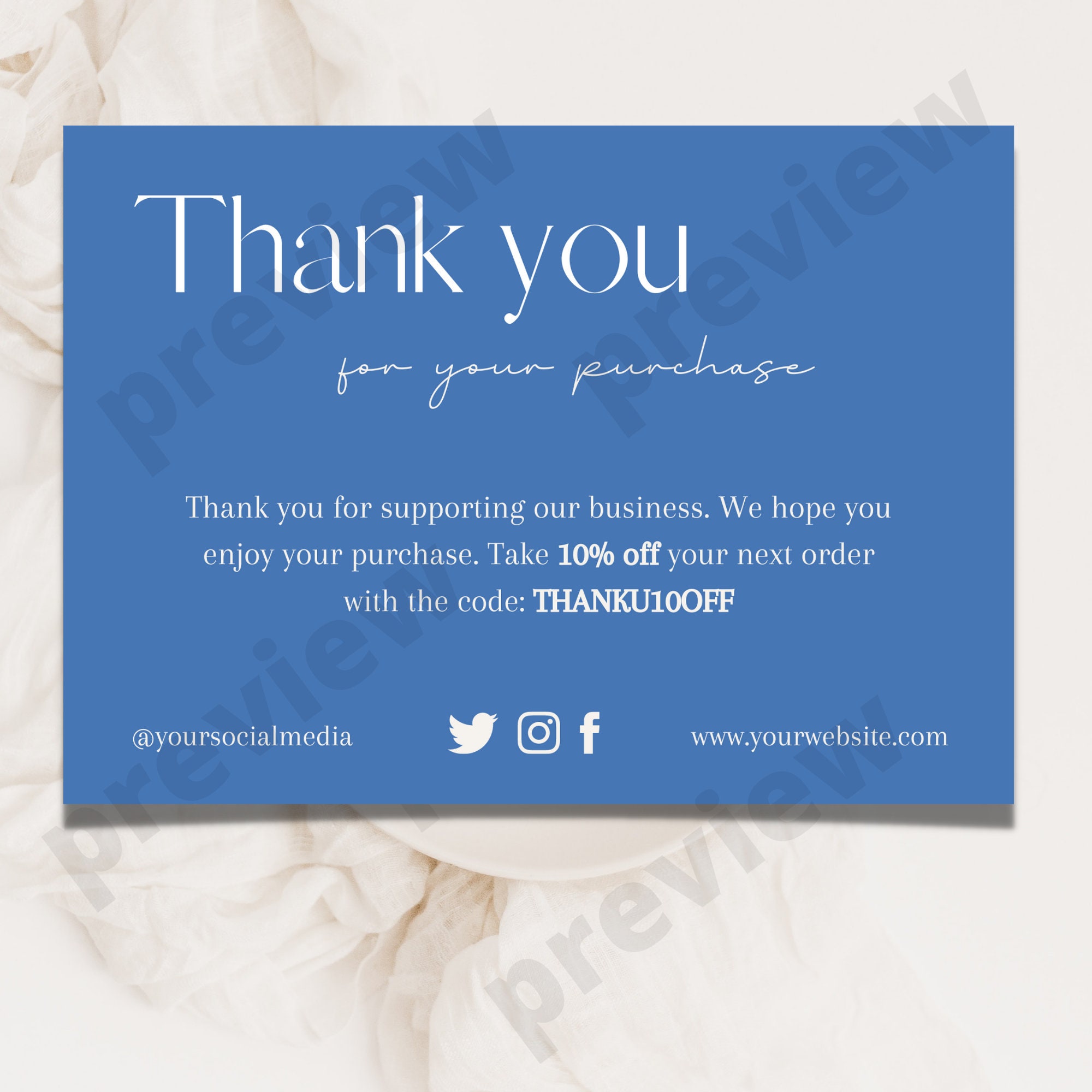 PRINTABLE Thank You Cards Business, Editable Business Thank You Template, Customer Packaging