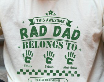 Personalized Rad Dad Shirt Custom Kids Names Tee Cool Dad Club Gift for First Fathers Day Retro Dad Streetwear Tee Funny Father Gift Men