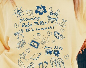 Summer Pregnancy Announcement Shirt Beach Baby Reveal Tee Cute Pregnant Girl Summer Shirt Baby Shower Gift Funny Mom To Be Tee