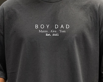 Comfort Colors® Boy Dad Shirt, Custom EST Dad Tee, Minimalist Daddy of Boys Shirt, New Dad Gift, Fathers Day Tee