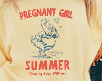 Funny Pregnant Girl Summer Shirt, Pregnancy Announcement Tee, Hot Mama Summer Goose Shirt, Maternity Summer Outfit, Baby Reveal Shirt