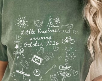 Little Explorer Pregnancy Announcement Shirt, Camping Baby Reveal Tee, Outdoor Pregnancy Reveal, Adventure Baby Shower Shirt