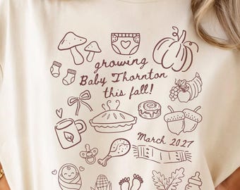 Fall Pregnancy Announcement Shirt Funny Baby Reveal Tee Cute Pregnant Girl Fall Shirt Baby Shower Gift Mom To Be, Dad to Be New baby Tee