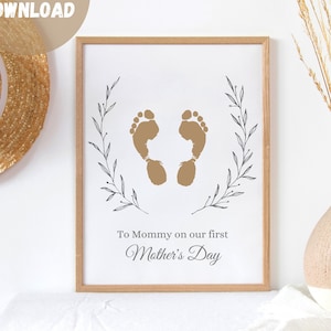 Nuestro primer regalo del Día de la Madre, arte con huellas del primer Día de la Madre, regalo de bebé, tarjeta de recuerdo, regalo artesanal DIY, regalo para el primer Día de la Madre de la esposa