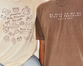 Custom Growing a Tiny Human Shirt, Personalized Pregnancy Announcement Tee, Mom To Be Gift, Fall Pregnancy Announcement Shirt, Dad to Be