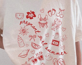 Pregnant Girl Summer Pregnancy Announcement Shirt Beach Baby Reveal Tee Cute Pregnant Girl Summer Shirt Baby Shower Gift Funny Mom To Be Tee