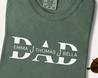 Personalized Fishing Dad Shirt Custom Kids Names Fisherman Tee Fathers Day Gift Reel Cool Dad Comfort Colors Shirt Dad Birthday Shirt