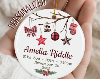 Personalized Birth Stats Christmas Ornament, Baby First Christmas, New Mom Gift, Newborn keepsake