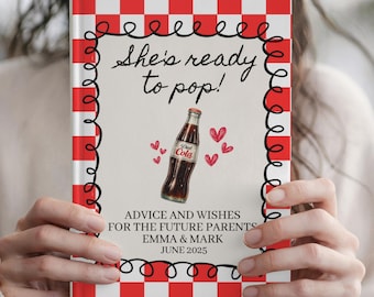 Personalized Shes Ready To Pop Baby Shower Guest Book, Wishes for Baby, Diet Soda Baby Shower Advice for Parents, Gender Reveal Sign In Book
